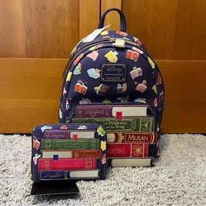 Loungefly Disney Princess Books Backpack with Matching Wallet